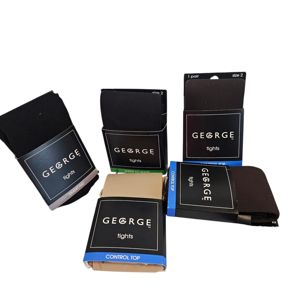 George Womens Tights Bundle 5 Pairs Size 2 Black Brown Camel Diamond Control Top - Picture 7 of 9